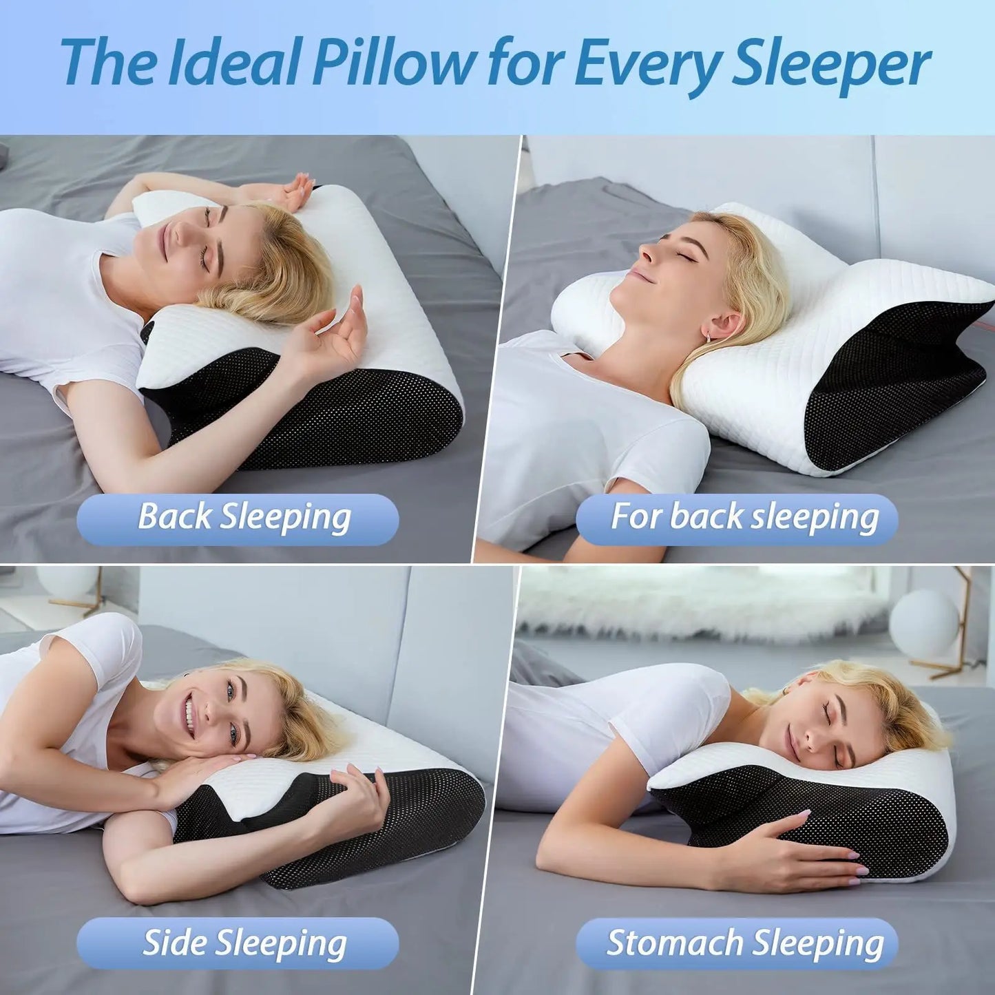 Comfora™ Memory Foam Cervical Pillow – 2-in-1 Ergonomic Sleep Comfort